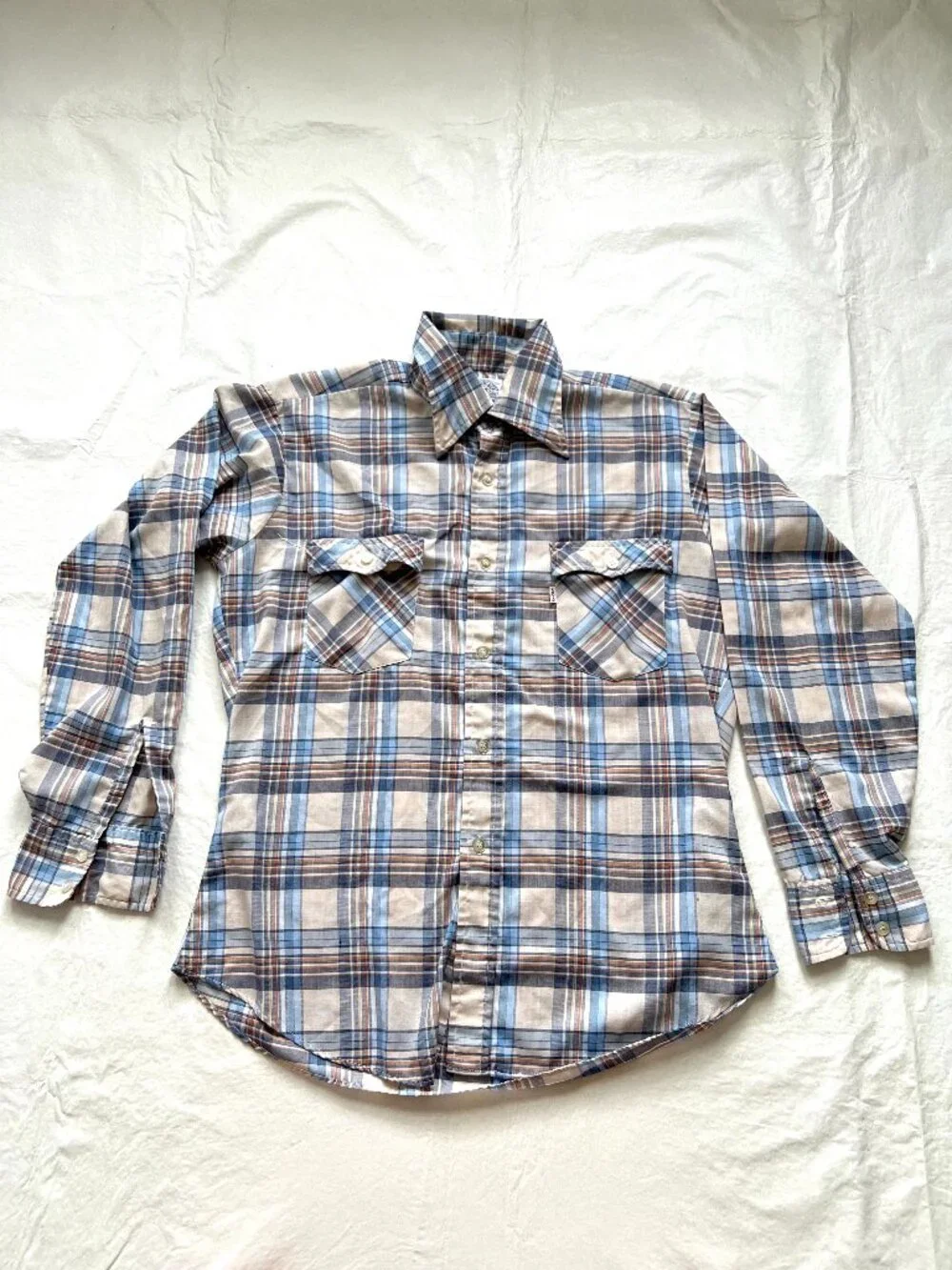 Vintage Levis button up shirt long sleeve XL brown blue plaid 90s Levi's